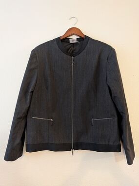 Doc And Amelia Women's Dark Gray Zip-Front Bomber Jacket Work